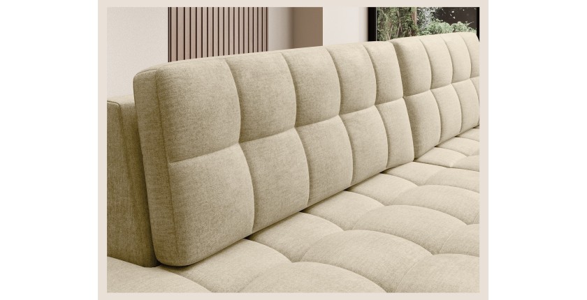 Canapé d’angle convertible CUBITO beige 240 cm avec coffre et couchage 