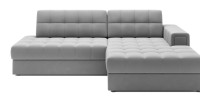 Canapé d’angle convertible CUBITO gris 240 cm avec coffre et couchage 
