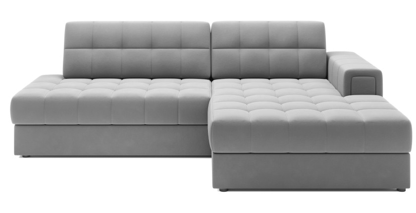 Canapé d’angle convertible CUBITO gris 240 cm avec coffre et couchage 