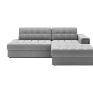 Canapé d’angle convertible CUBITO gris 240 cm avec coffre et couchage 