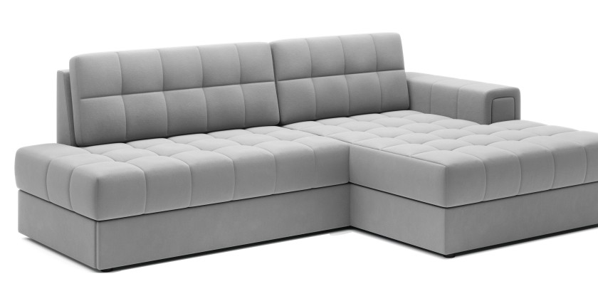 Canapé d’angle convertible CUBITO gris 240 cm avec coffre et couchage 