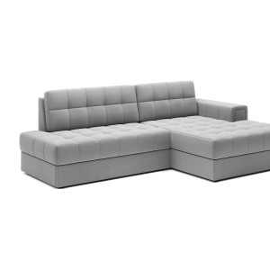 Canapé d’angle convertible CUBITO gris 240 cm avec coffre et couchage 