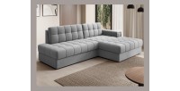 Canapé d’angle convertible CUBITO gris 240 cm avec coffre et couchage 