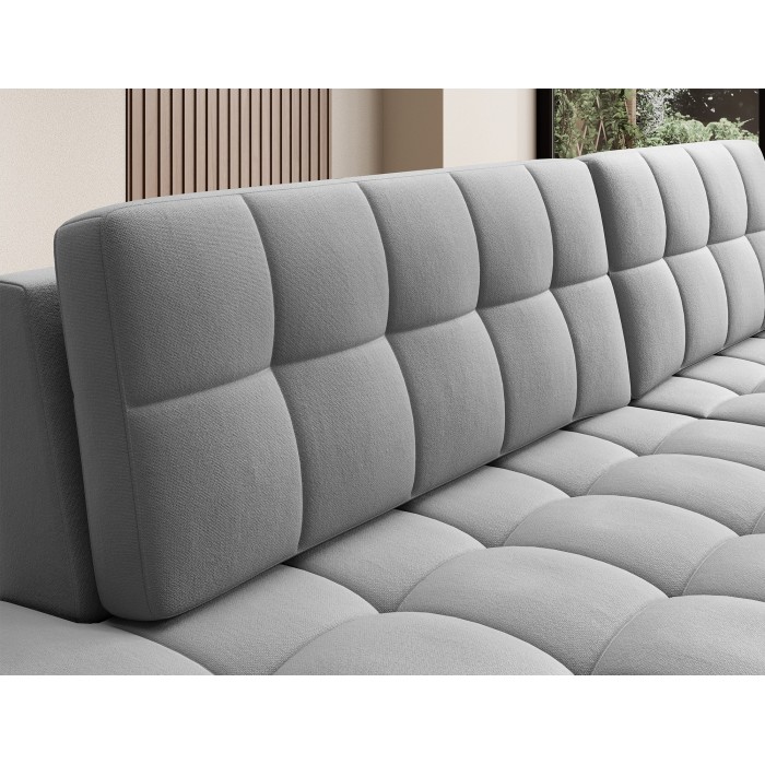 Canapé d’angle convertible CUBITO gris 240 cm avec coffre et couchage 