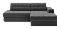 Canapé d’angle convertible CUBITO marron 240 cm avec coffre et couchage 