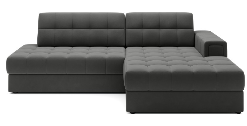 Canapé d’angle convertible CUBITO marron 240 cm avec coffre et couchage 