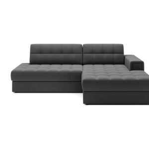 Canapé d’angle convertible CUBITO marron 240 cm avec coffre et couchage 