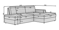 Canapé d’angle convertible CUBITO marron 240 cm avec coffre et couchage 
