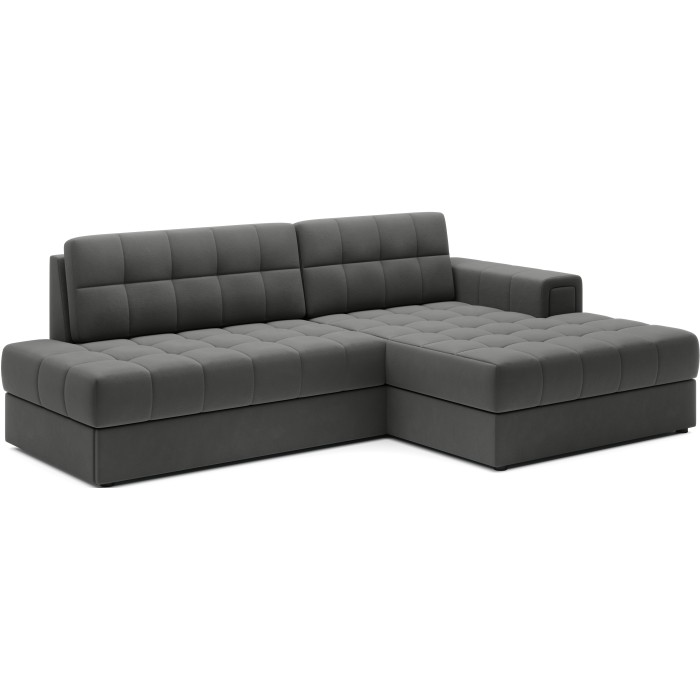 Canapé d’angle convertible CUBITO marron 240 cm avec coffre et couchage 