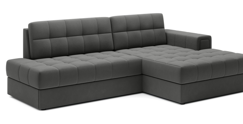 Canapé d’angle convertible CUBITO marron 240 cm avec coffre et couchage 