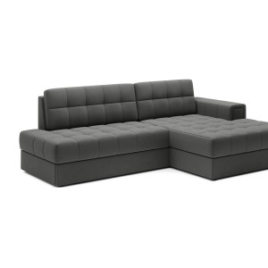 Canapé d’angle convertible CUBITO marron 240 cm avec coffre et couchage 