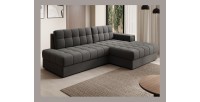Canapé d’angle convertible CUBITO marron 240 cm avec coffre et couchage 