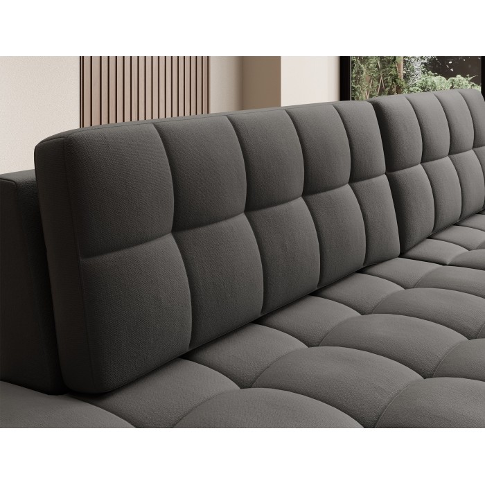 Canapé d’angle convertible CUBITO marron 240 cm avec coffre et couchage 