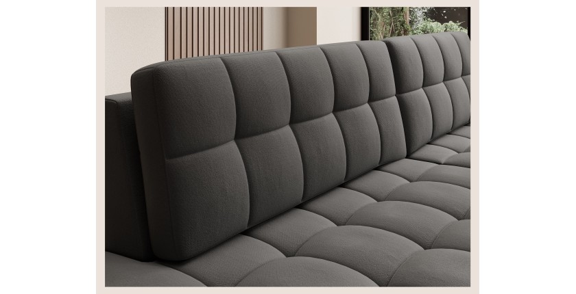 Canapé d’angle convertible CUBITO marron 240 cm avec coffre et couchage 