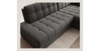 Canapé d’angle convertible CUBITO marron 240 cm avec coffre et couchage 