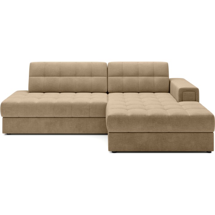 Canapé d’angle convertible CUBITO beige 240 cm avec coffre et couchage 