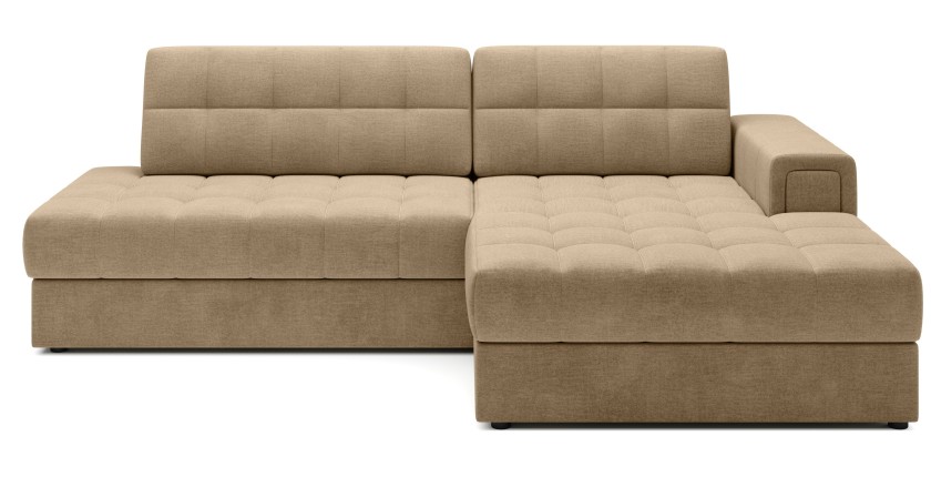 Canapé d’angle convertible CUBITO beige 240 cm avec coffre et couchage 