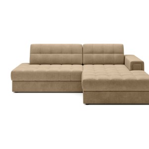 Canapé d’angle convertible CUBITO beige 240 cm avec coffre et couchage 