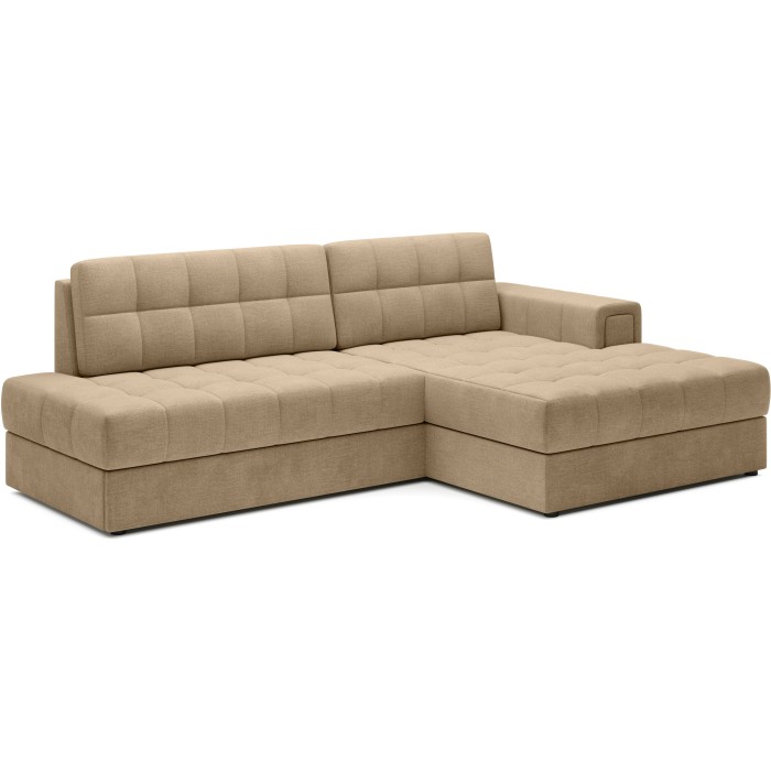 Canapé d’angle convertible CUBITO beige 240 cm avec coffre et couchage 