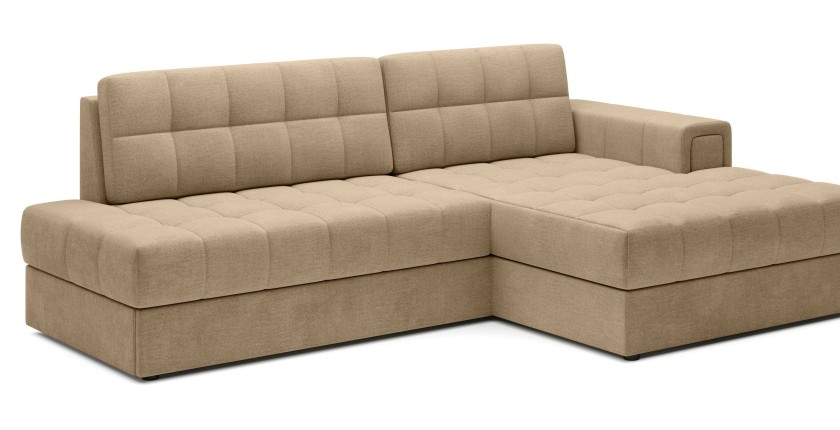 Canapé d’angle convertible CUBITO beige 240 cm avec coffre et couchage 
