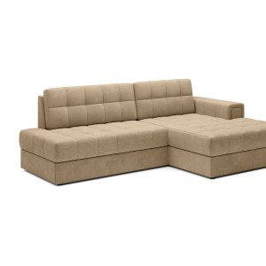 Canapé d’angle convertible CUBITO beige 240 cm avec coffre et couchage 