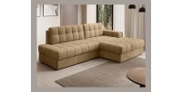 Canapé d’angle convertible CUBITO beige 240 cm avec coffre et couchage 