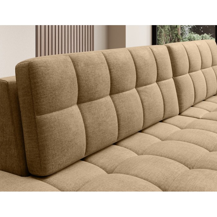 Canapé d’angle convertible CUBITO beige 240 cm avec coffre et couchage 