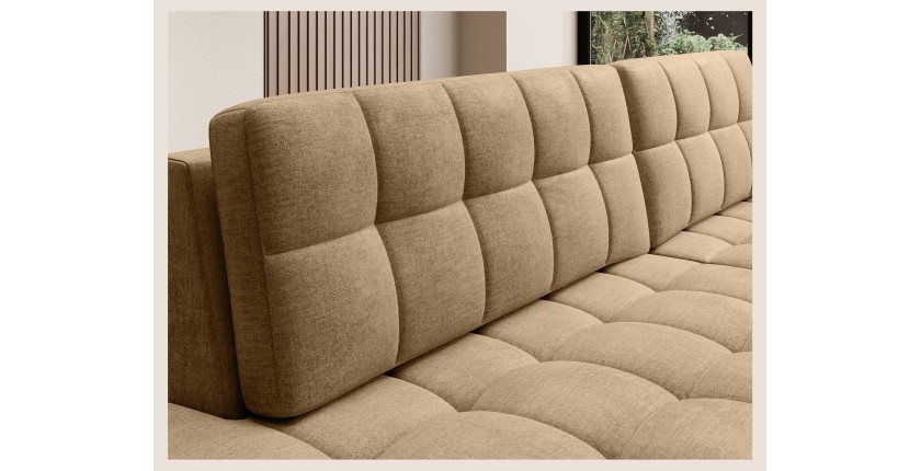 Canapé d’angle convertible CUBITO beige 240 cm avec coffre et couchage 