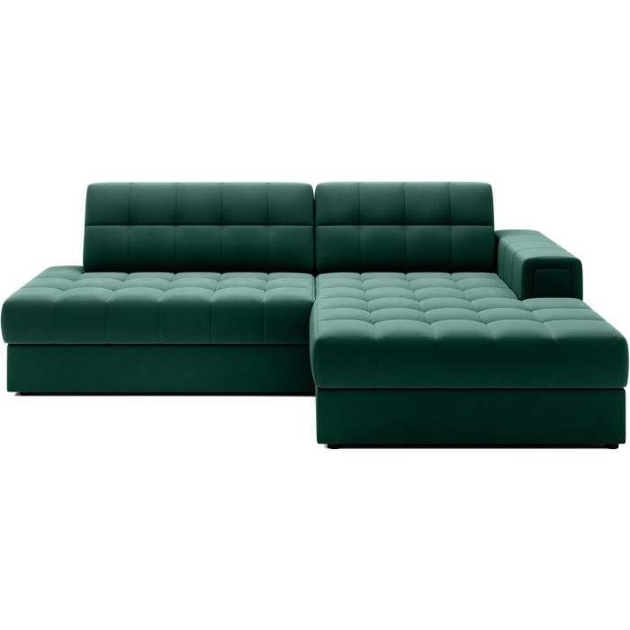 Canapé d’angle convertible CUBITO vert 240 cm avec coffre et couchage 