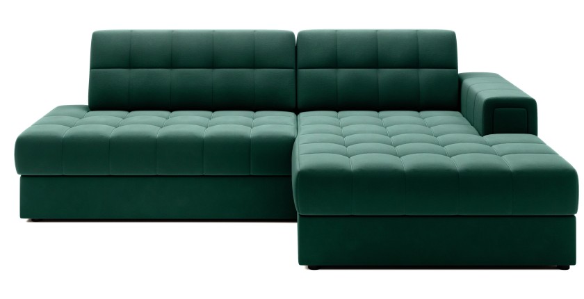 Canapé d’angle convertible CUBITO vert 240 cm avec coffre et couchage 