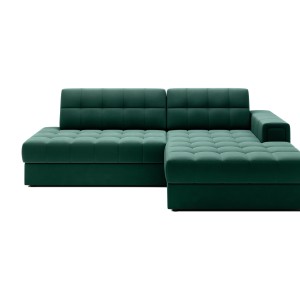 Canapé d’angle convertible CUBITO vert 240 cm avec coffre et couchage 