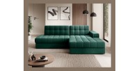 Canapé d’angle convertible CUBITO vert 240 cm avec coffre et couchage 
