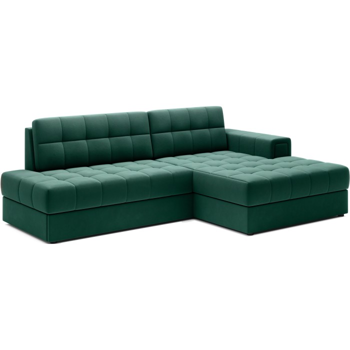 Canapé d’angle convertible CUBITO vert 240 cm avec coffre et couchage 