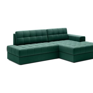 Canapé d’angle convertible CUBITO vert 240 cm avec coffre et couchage 