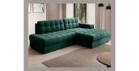 Canapé d’angle convertible CUBITO vert 240 cm avec coffre et couchage 