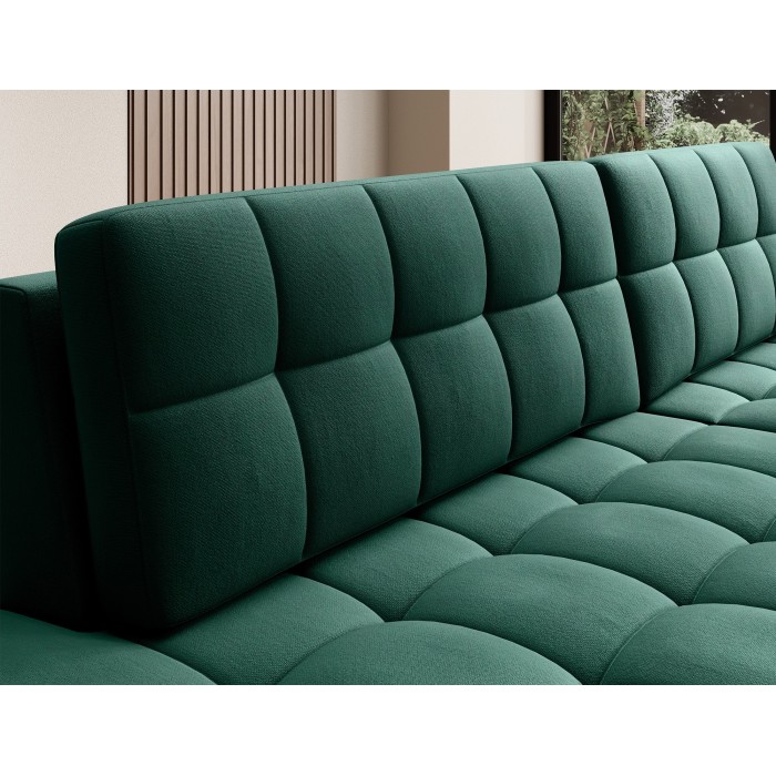 Canapé d’angle convertible CUBITO vert 240 cm avec coffre et couchage 