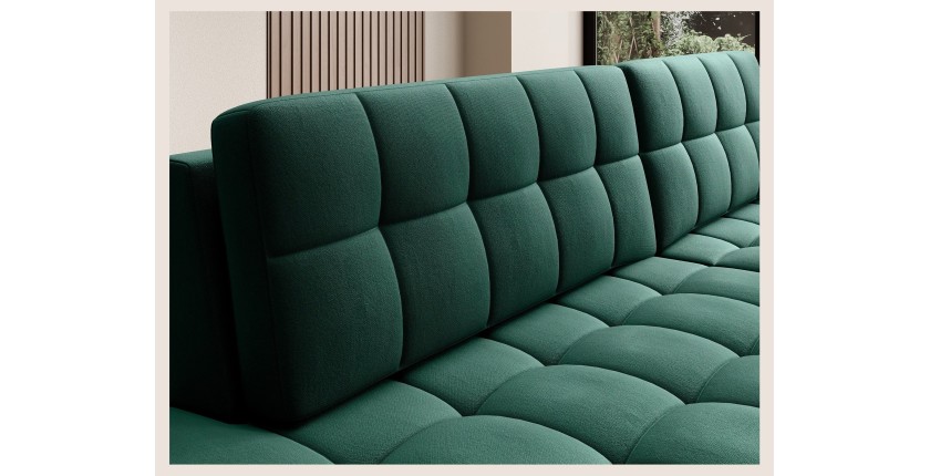 Canapé d’angle convertible CUBITO vert 240 cm avec coffre et couchage 