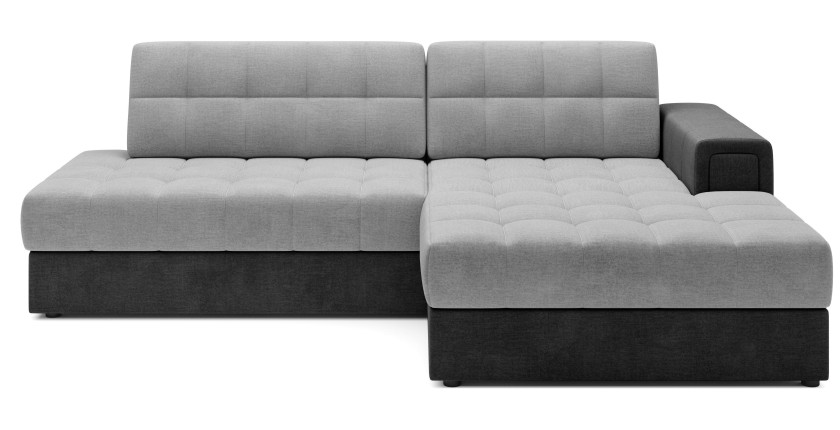 Canapé d’angle convertible CUBITO gris et noir 240 cm avec coffre et couchage 
