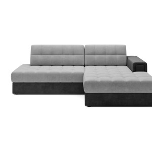 Canapé d’angle convertible CUBITO gris et noir 240 cm avec coffre et couchage 