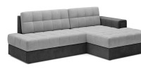 Canapé d’angle convertible CUBITO gris et noir 240 cm avec coffre et couchage 
