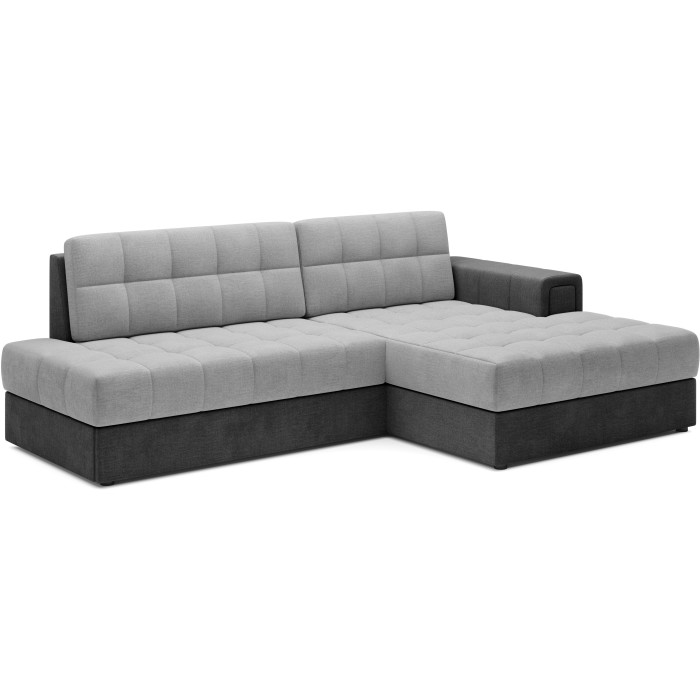 Canapé d’angle convertible CUBITO gris et noir 240 cm avec coffre et couchage 