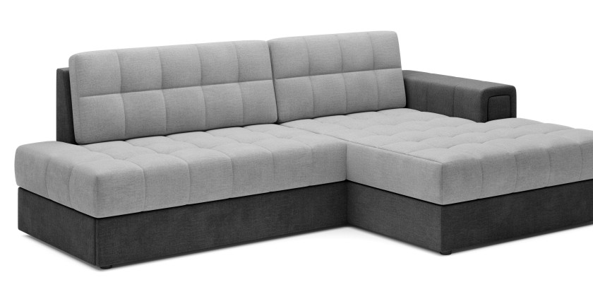 Canapé d’angle convertible CUBITO gris et noir 240 cm avec coffre et couchage 