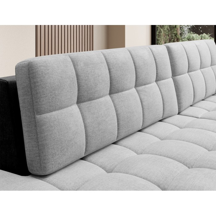 Canapé d’angle convertible CUBITO gris et noir 240 cm avec coffre et couchage 