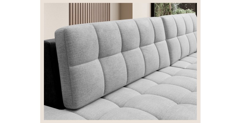 Canapé d’angle convertible CUBITO gris et noir 240 cm avec coffre et couchage 