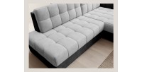 Canapé d’angle convertible CUBITO gris et noir 240 cm avec coffre et couchage 