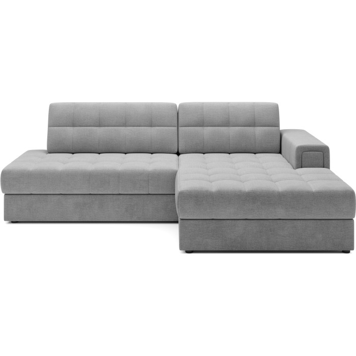 Canapé d’angle convertible CUBITO gris 240 cm avec coffre et couchage 