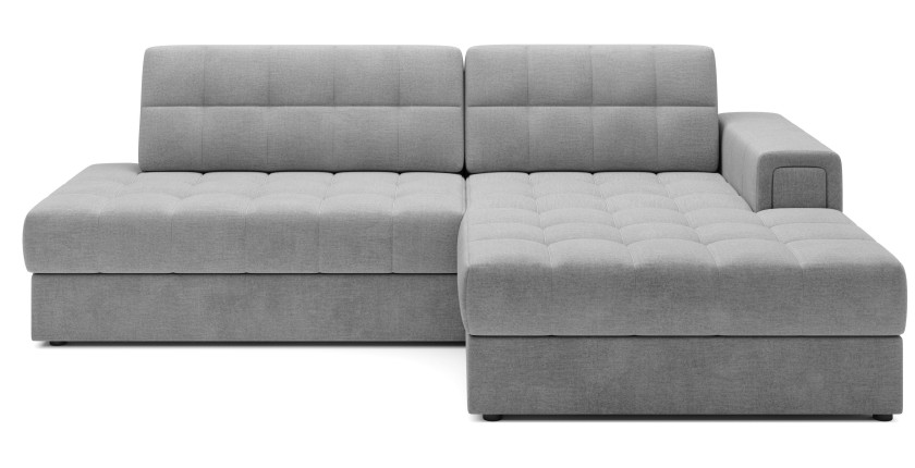Canapé d’angle convertible CUBITO gris 240 cm avec coffre et couchage 
