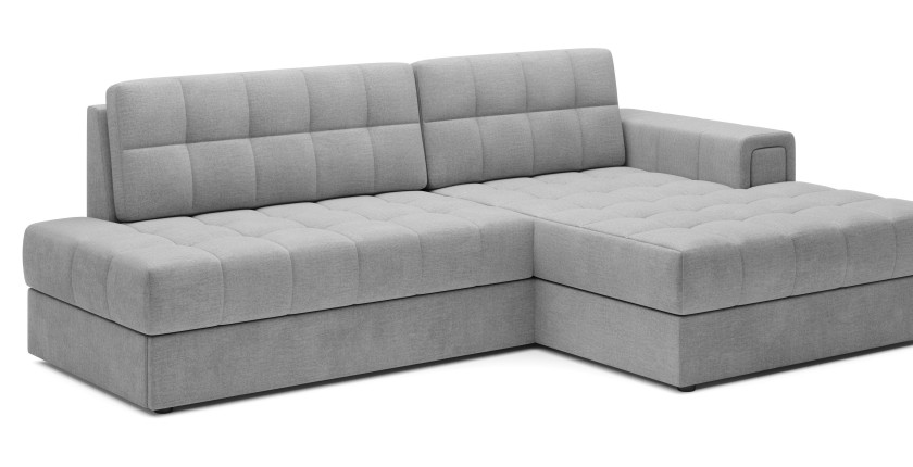 Canapé d’angle convertible CUBITO gris 240 cm avec coffre et couchage 