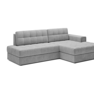 Canapé d’angle convertible CUBITO gris 240 cm avec coffre et couchage 