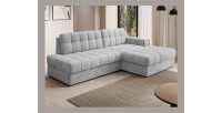 Canapé d’angle convertible CUBITO gris 240 cm avec coffre et couchage 